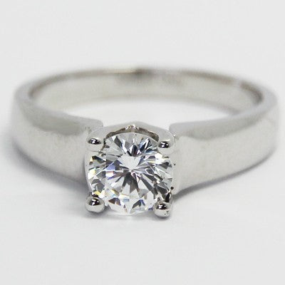 Solid Engagement Ring 14k White Gold