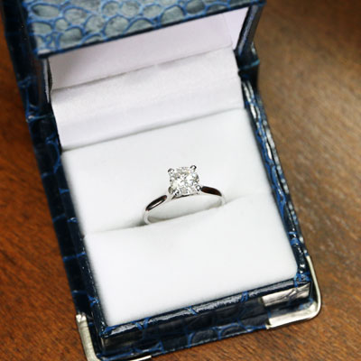 Lab Grown Diamond with 14K White Gold Solitaire Ring