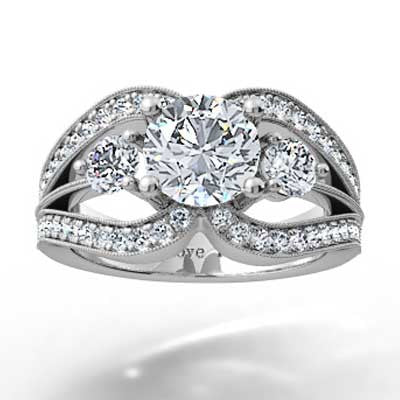 Split Band Designer Setting 14k White Gold