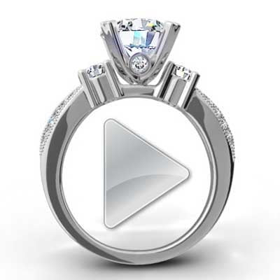 Split Band Diamond Engagement Ring 14k White Gold