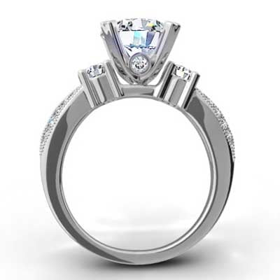 Split Band Diamond Engagement Ring 14k White Gold