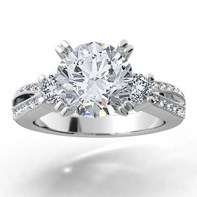 E93321-1-Split Band Diamond Engagement Ring 14k White Gold