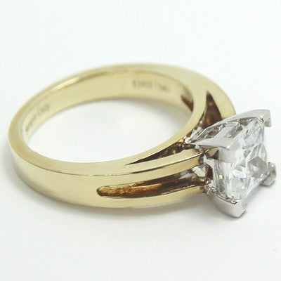 E93933Y-Split Band Princess Cut Engagement Ring 14k Yellow Gold