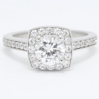 Squared Halo Top Engagement Setting 14k White Gold