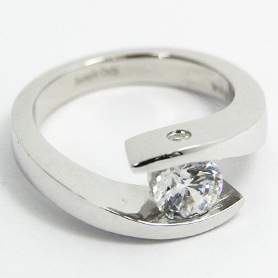 Swirl Bezel Style Engagement Ring 14k White Gold E94109