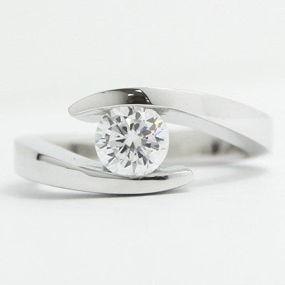Swirl Bezel Style Engagement Ring 14k White Gold