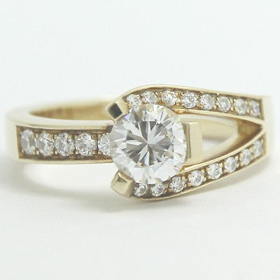 E93930Y-Swirl Style Diamond Engagement Ring 14k Yellow Gold