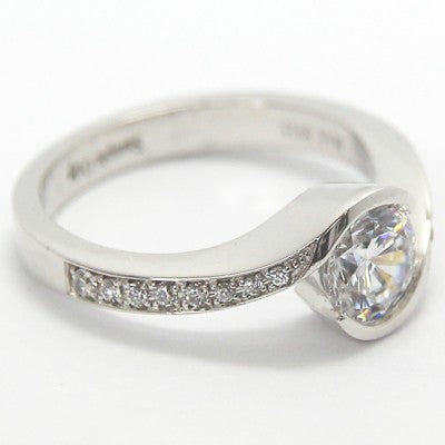 E93695-Swirl Style Engagement Ring 14k White Gold