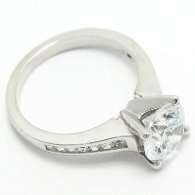 Tapered Channel Princess Set Engagement Ring 14k White Gold