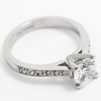 E93312-Tapered Channel Set Engagement Ring 14k White Gold