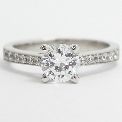 Tapered Channel Set Engagement Ring 14k White Gold