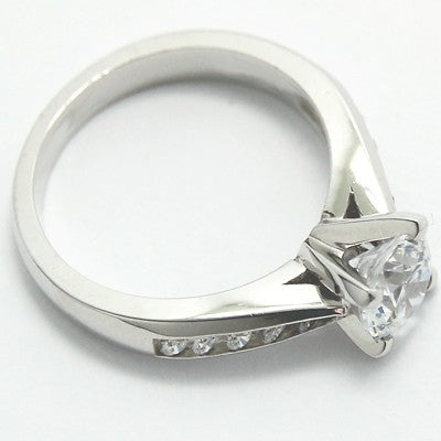 Tapered Channel Set Engagement Ring 14k White Gold