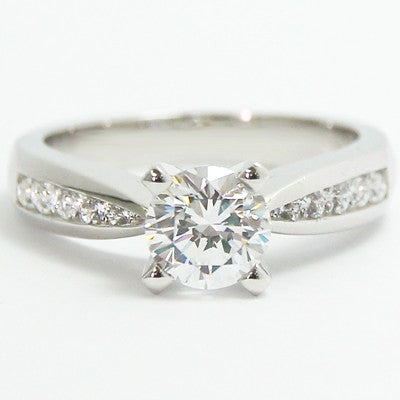 E9S3338-Tapered Channel Set Engagement Ring 14k White Gold