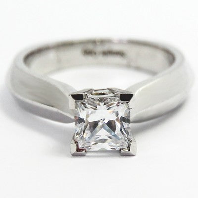 Tapered Knife Edge Engagement Ring 14k White Gold