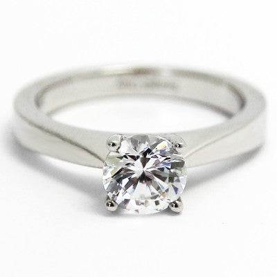 Tapered Solid Style Engagement Ring 14k White Gold