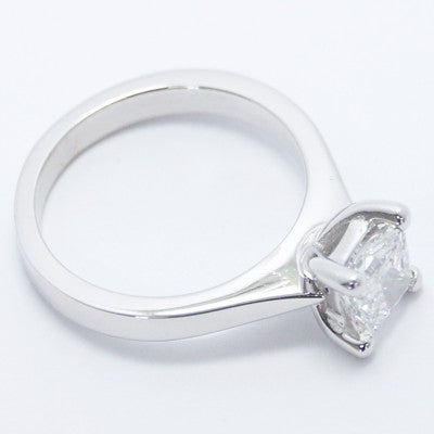 E93985P-Tapered Solid Style Princess Cut Engagement Ring 14k White Gold