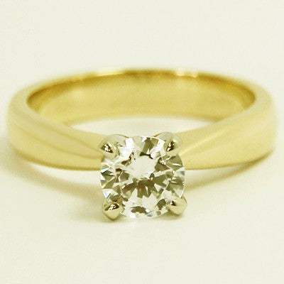 Tapered Solitaire Engagement Ring 14k Yellow Gold 