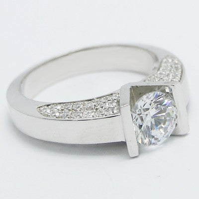 E93953-Tension Setting with Side Pave Accents 14k White Gold