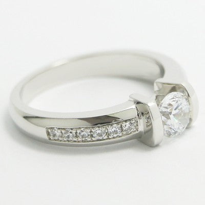 E93491-Tension Style Bead Set Diamond Engagement Ring 14k White Gold