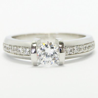 Tension Style Bead Set Diamond Engagement Ring 14k White Gold