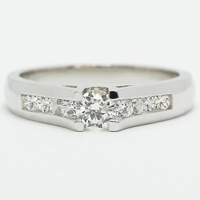 Tension Style Channel Set Engagement Ring 14k White Gold