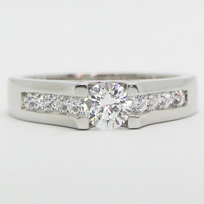 Tension Style Channel Set Engagement Ring 14k White Gold