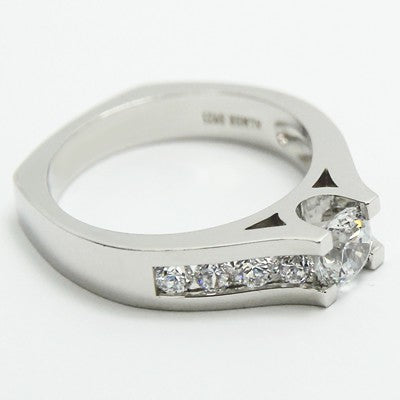 Tension Style Channel Set European Engagement Ring 14k White Gold 