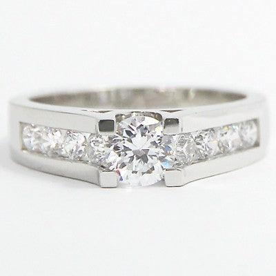 E93350-Tension Style Channel Set European Engagement Ring 14k White Gold