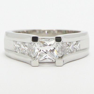 Tension Style Princess Cut Diamond Engagement Ring 14k White Gold