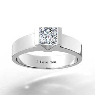 Tension Style Princess Solitaire 14k White Gold