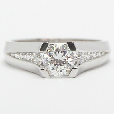 Tension Style Tapered Channel Engagement Ring 14k White Gold