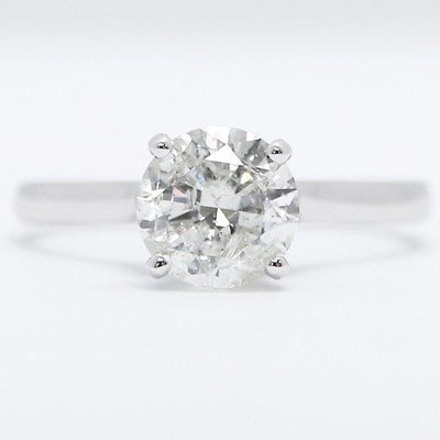 Thin Band Solitaire Diamond Engagement Ring 14k White Gold