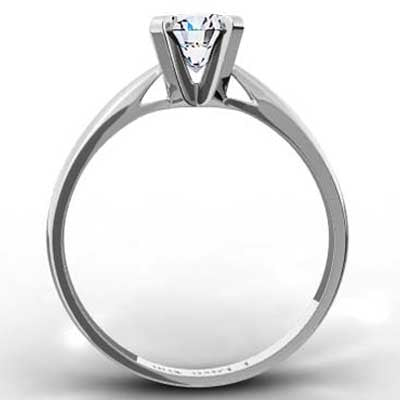 Thin Band Tapered Engagement Ring 14k White Gold
