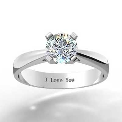 E93125-Thin Band Tapered Engagement Ring 14k White Gold
