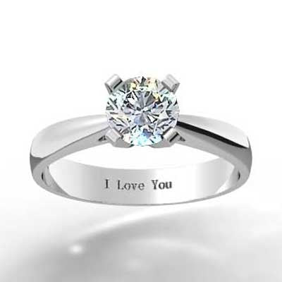 Thin Band Tapered Engagement Ring 14k White Gold