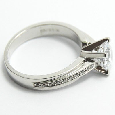 Thin Bead Channel Set Engagement Ring 14k White Gold