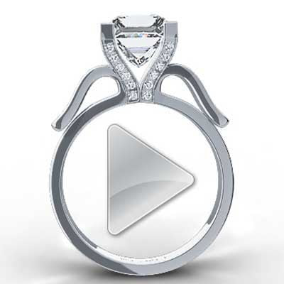 ER1010-Tulip Style Pave Set Diamond Ring 14k White Gold