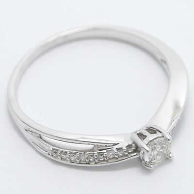 Twisted Band Diamond Engagement Ring 18k White Gold