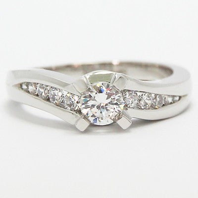 E93357-Twisted Channel Set Diamond Engagement Ring 14k White Gold