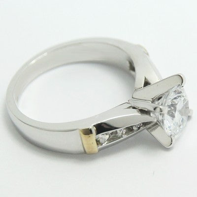 ES93340  Two Tone Tapered Engagement Ring 14k White & Yellow Gold