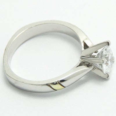 Two Tone Tapered Solitaire Ring 14k White & Yellow Gold