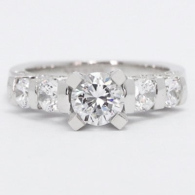 E93637  Vintage Style Diamond Engagement Ring 14k White Gold