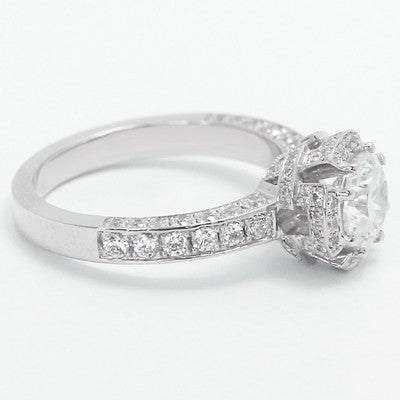 E93814-Vintage Style Diamond Engagement Ring 14k White Gold