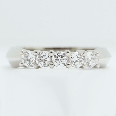W93309-(4mm) Five Stone Wedding Ring 14k White Gold