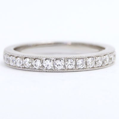 W94011-(2.8mm) Milgraiden Half Eternity Diamond Wedding Band 14k White Gold