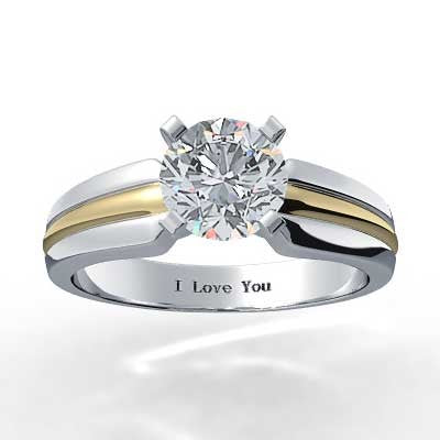 14k White and Yellow Gold Engagement Ring