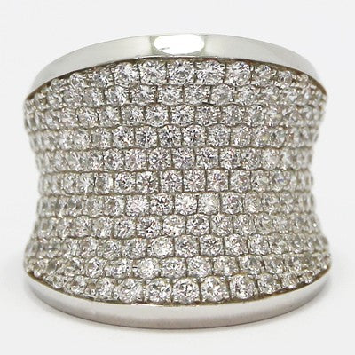 Wide Modern Pave Set Silver Ring
