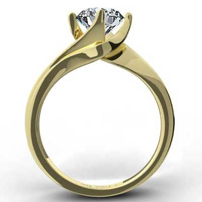 Curved Engagement Ring 14k Yellow Gold