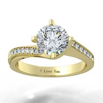 Curved Engagement Ring 14k Yellow Gold