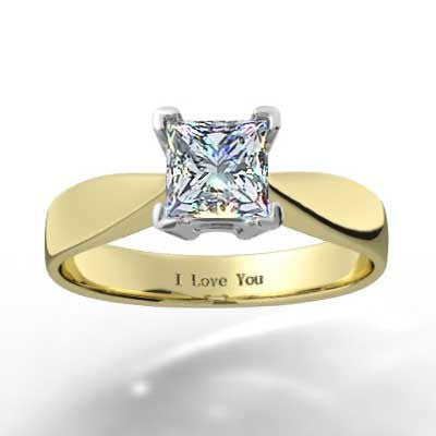 Double Gallery Tapered Engagement Ring 14k Yellow Gold